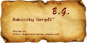 Babiczky Gergő névjegykártya